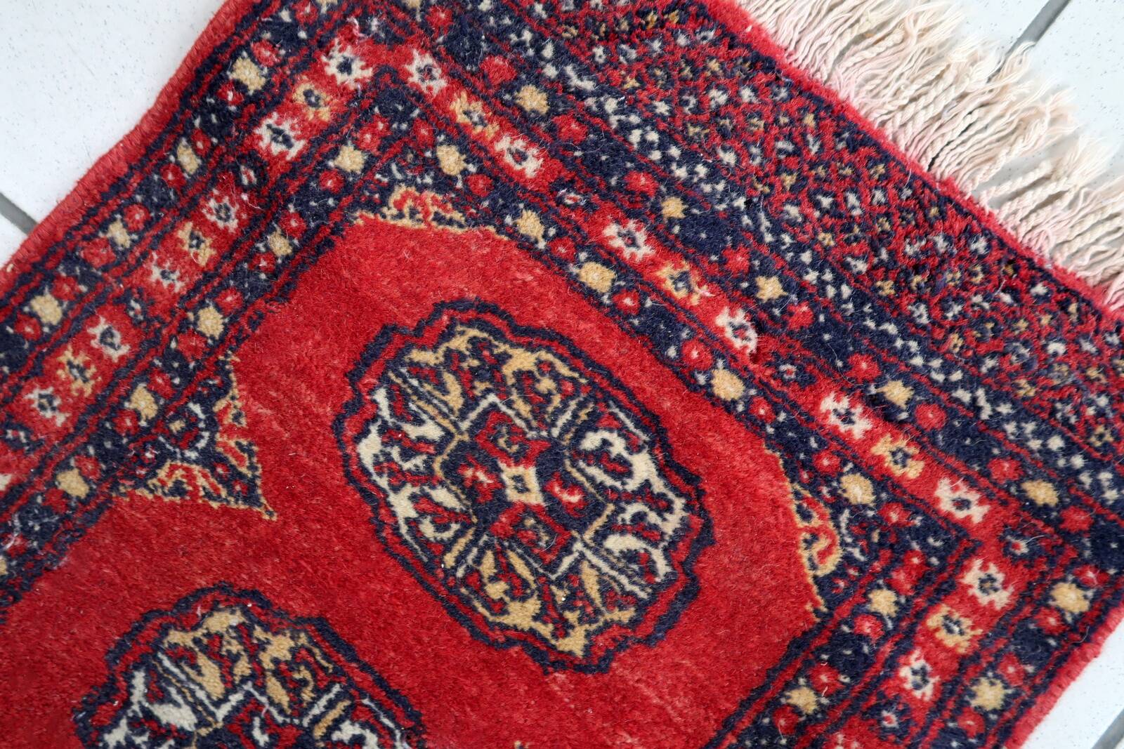 Tapis vintage pakistanais Ersari fait main en laine – 45 x 86 cm – 1970s