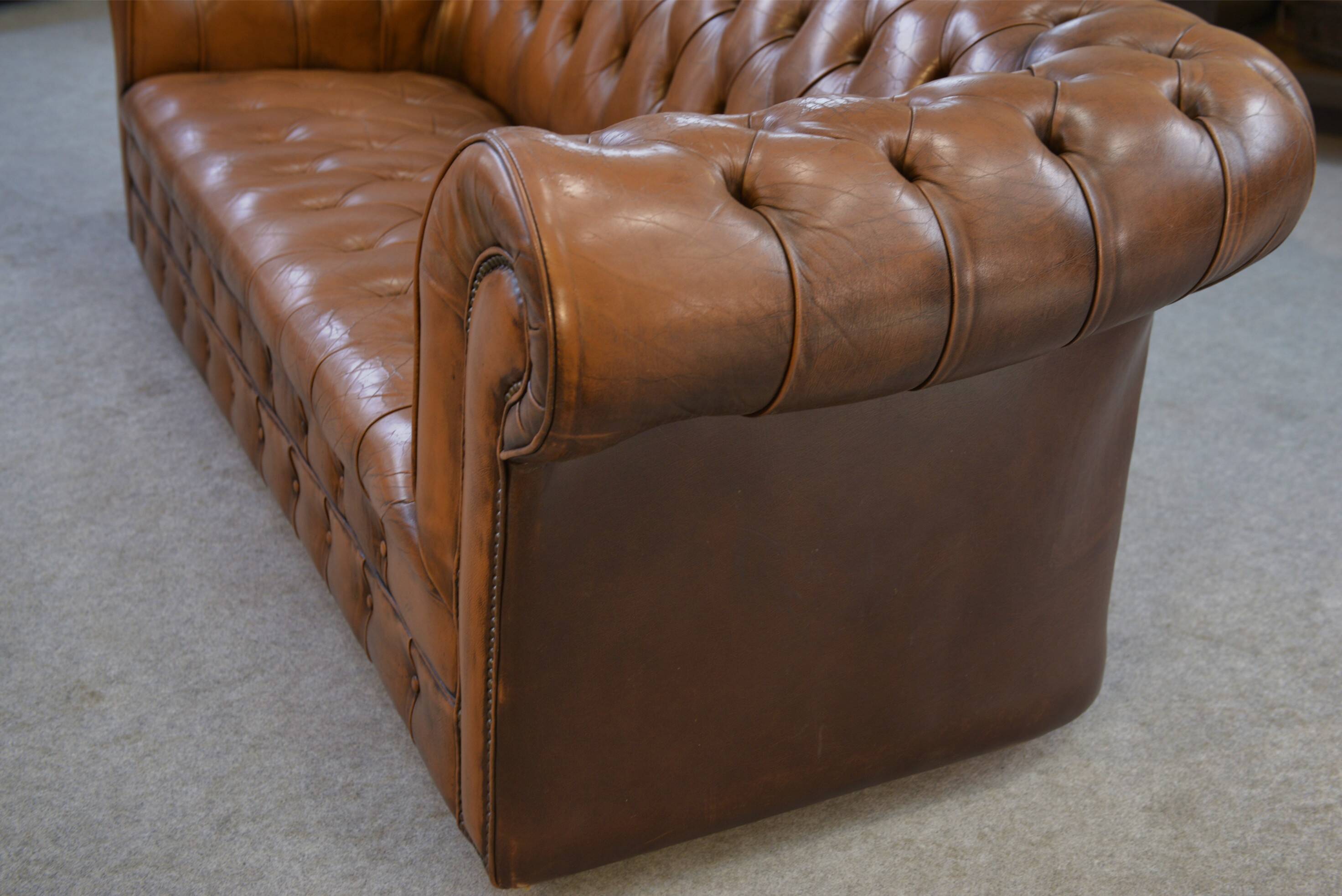 Chesterfield sofa in tan leather