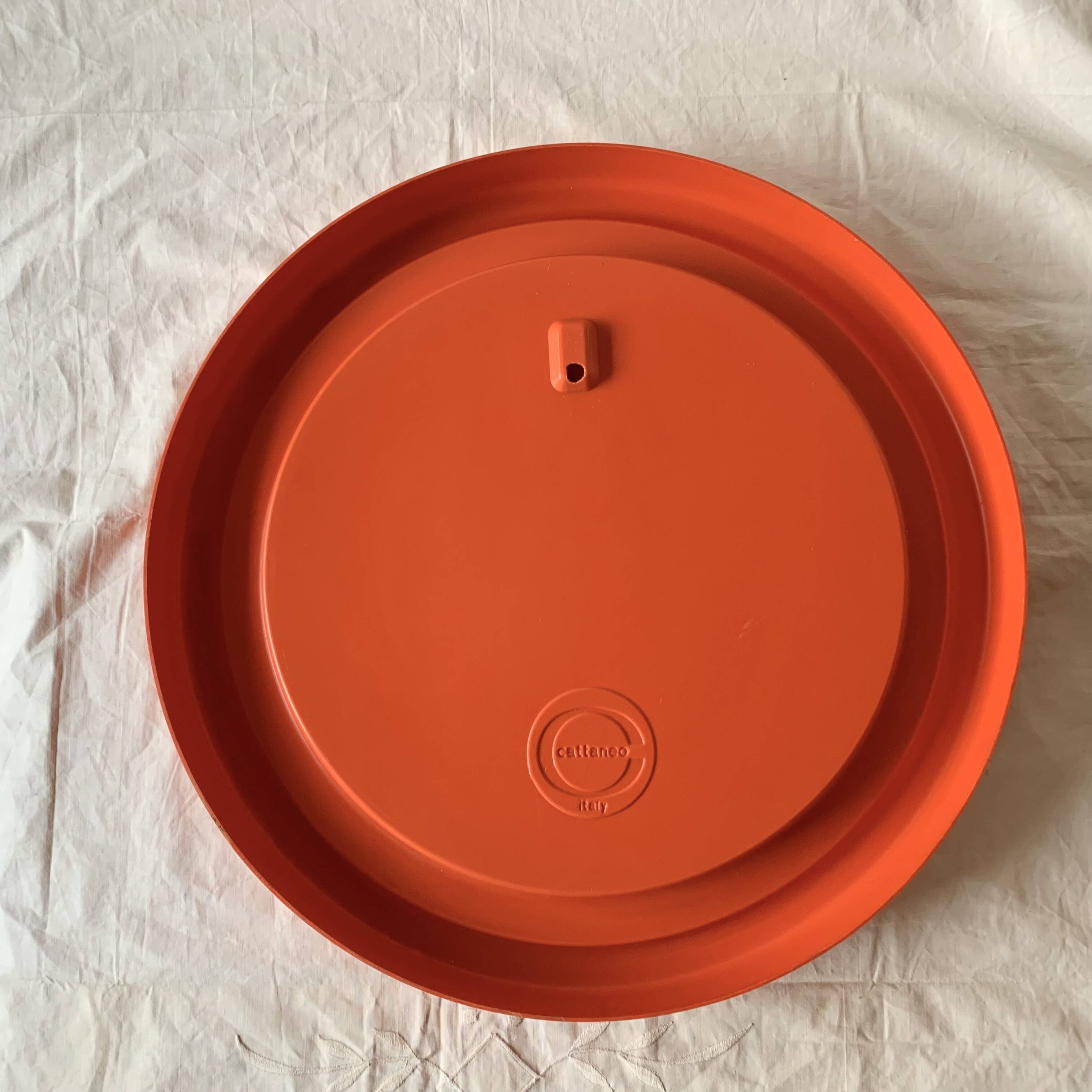 Vintage round orange plastic mirror Cattaneo - Space Age Design