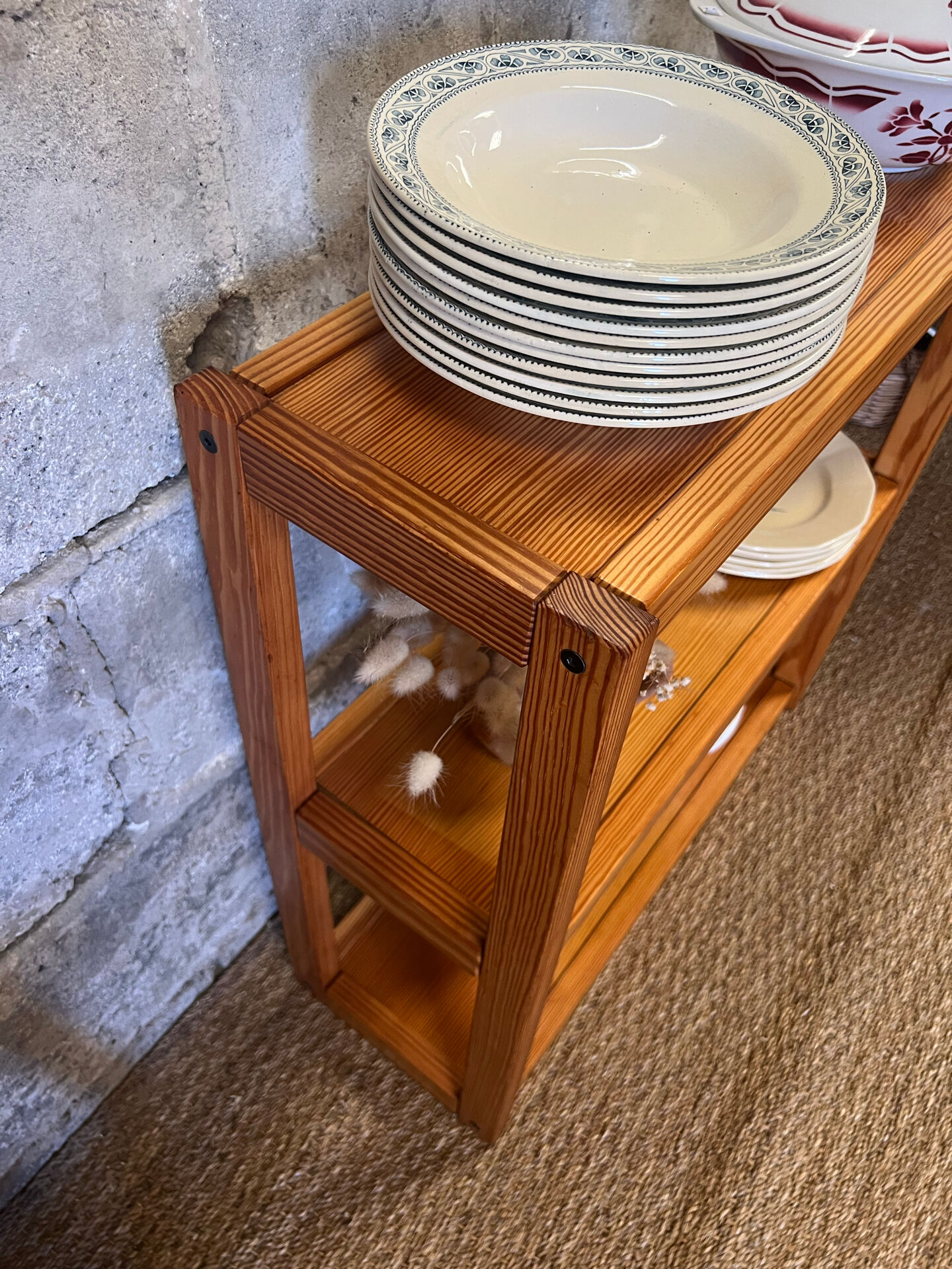 Vintage pine library shelves