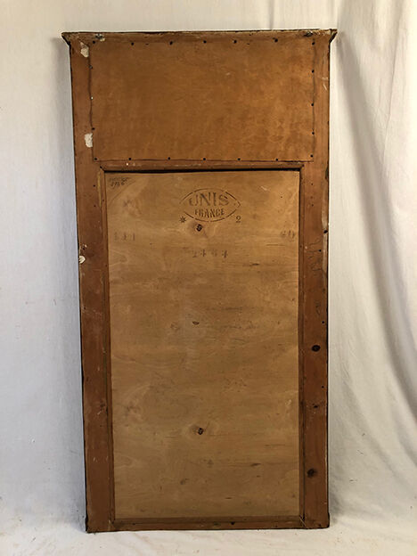 Louis XVI style trumeau in wood and gilded stucco and medallion engraving in the upper part