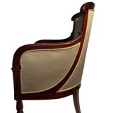 Mahogany bergère chair, stamped, Empire period