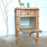Faux bamboo wood bedside table
