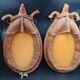 Pair of large oval rope and leather mirrors, very good condition, 1950s