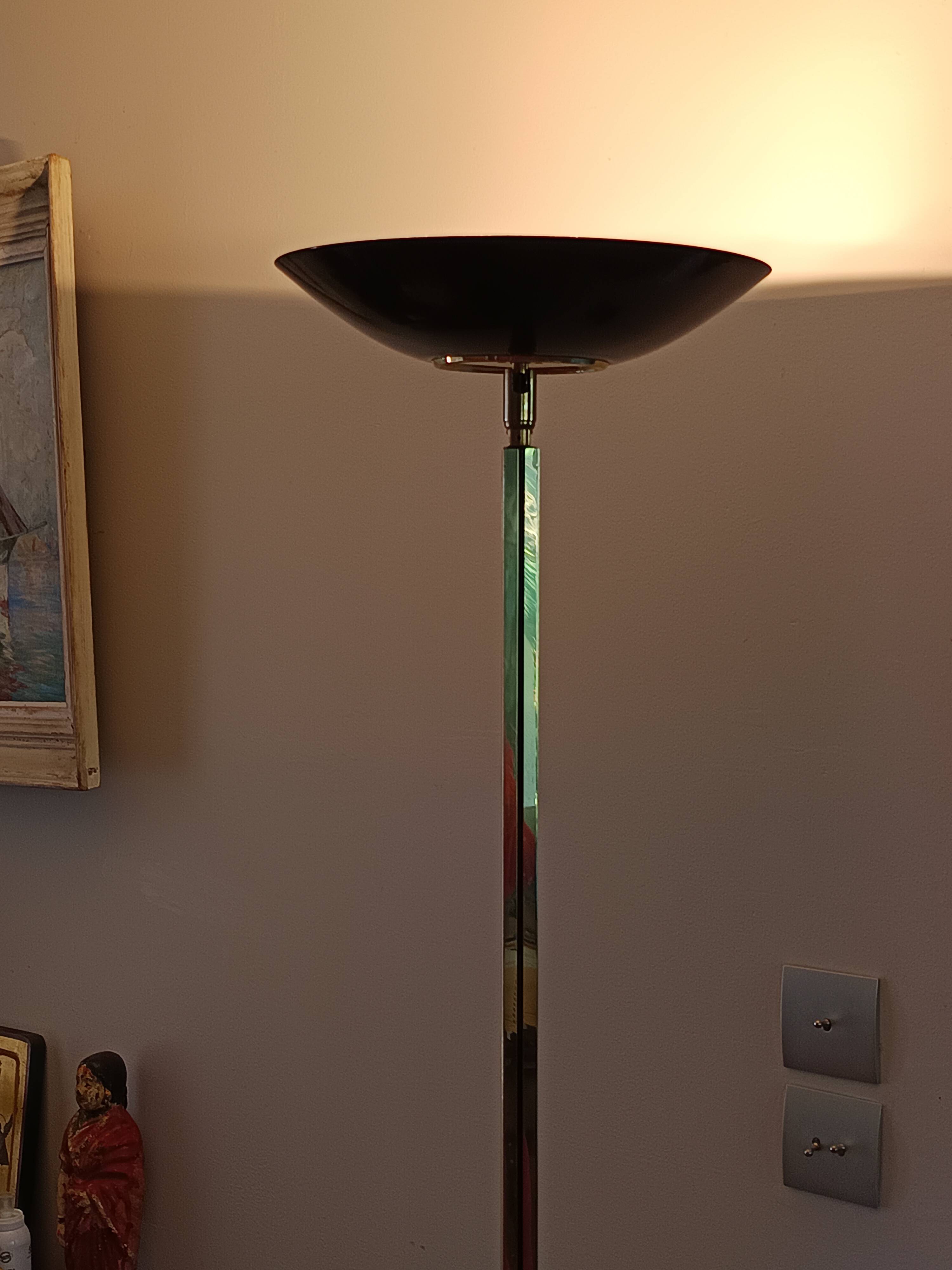 Postmodern design halogen floor lamp with dimmer, Italian, Made in France.
