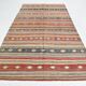 Brick Red Color Kilim Rug, 184x334Cm Living Room Rug,