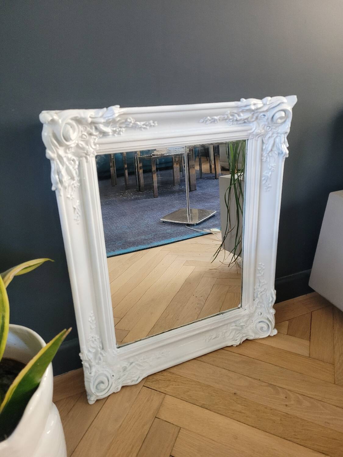 Antique mirror with painted wooden frame