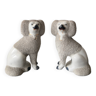 Pair of 19th century ceramic poodles