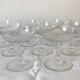 Set of 9 antique champagne glasses in engraved glass