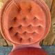 Velvet armchair salmon color upholstered - Napoleon III style