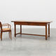 Rustic 19th century oak dinner table with drawers opening laterally, France