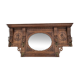 Dutch entryway wall coat rack / solid wood / carved decorations and mirror in the center / 1950s