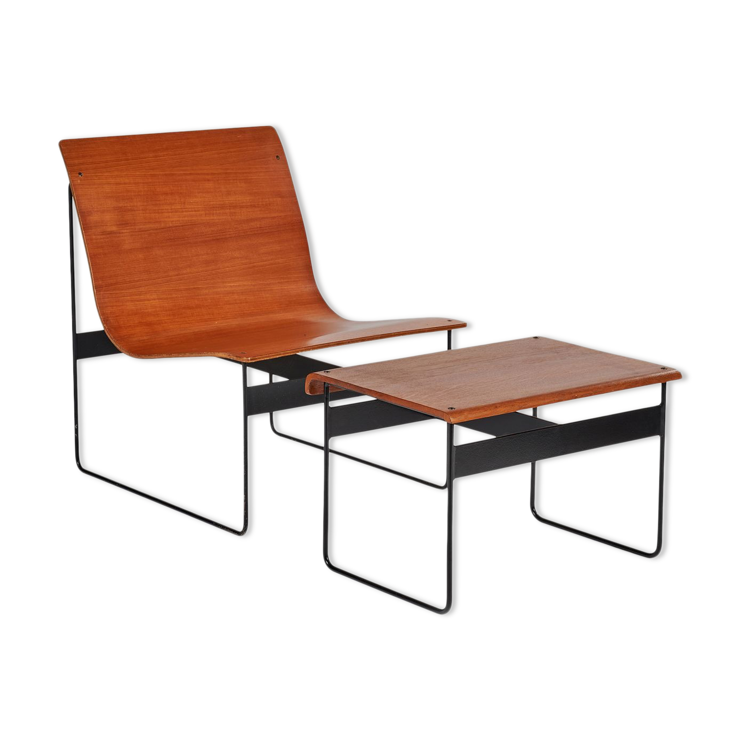 Günter RENKEL (XXth) REGO MOBEL (editor) Chair + stool in the taste of