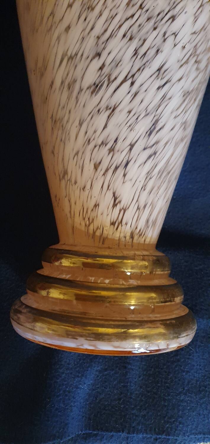 Pink and gold blown glass vase