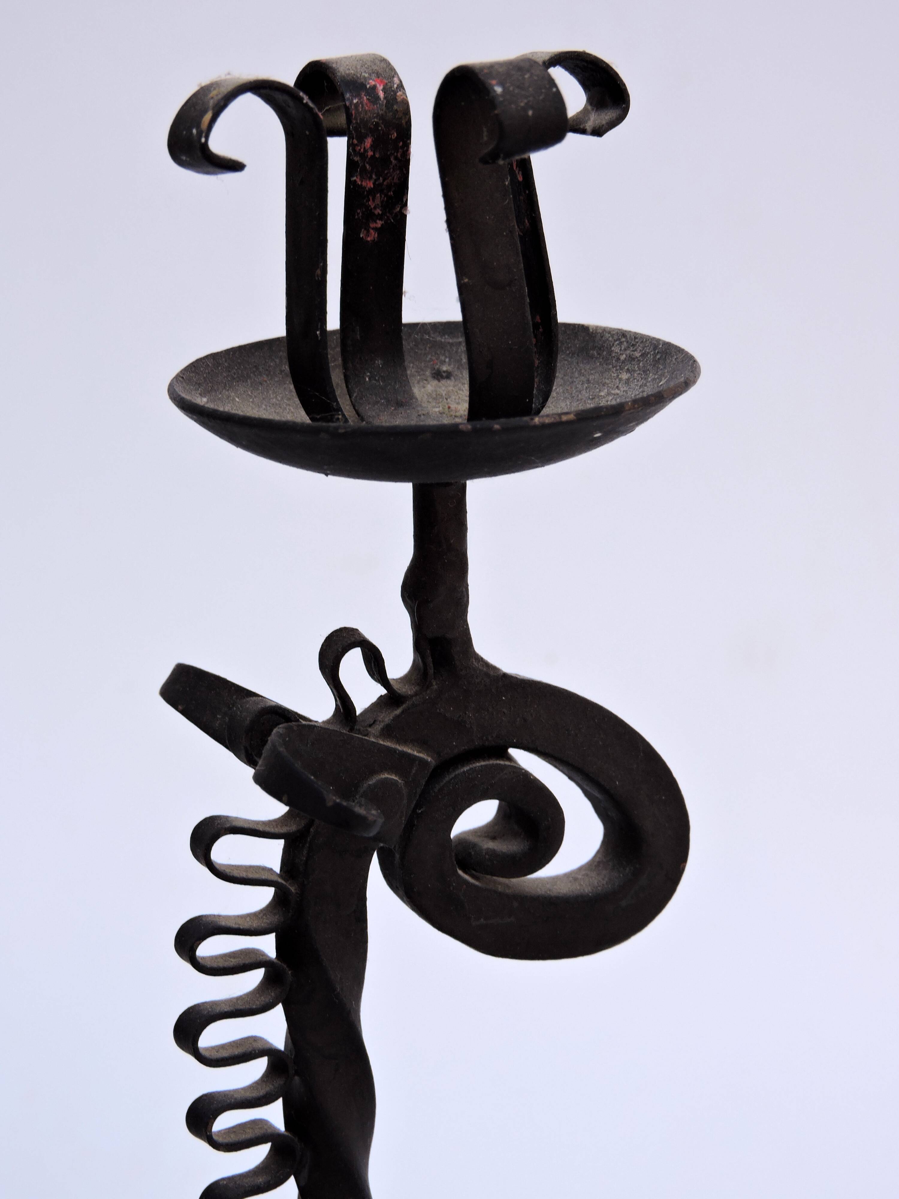 Pair of vintage candle holders zoomorphic wrought iron giraffe