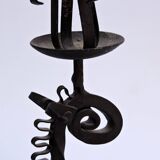 Pair of vintage candle holders zoomorphic wrought iron giraffe