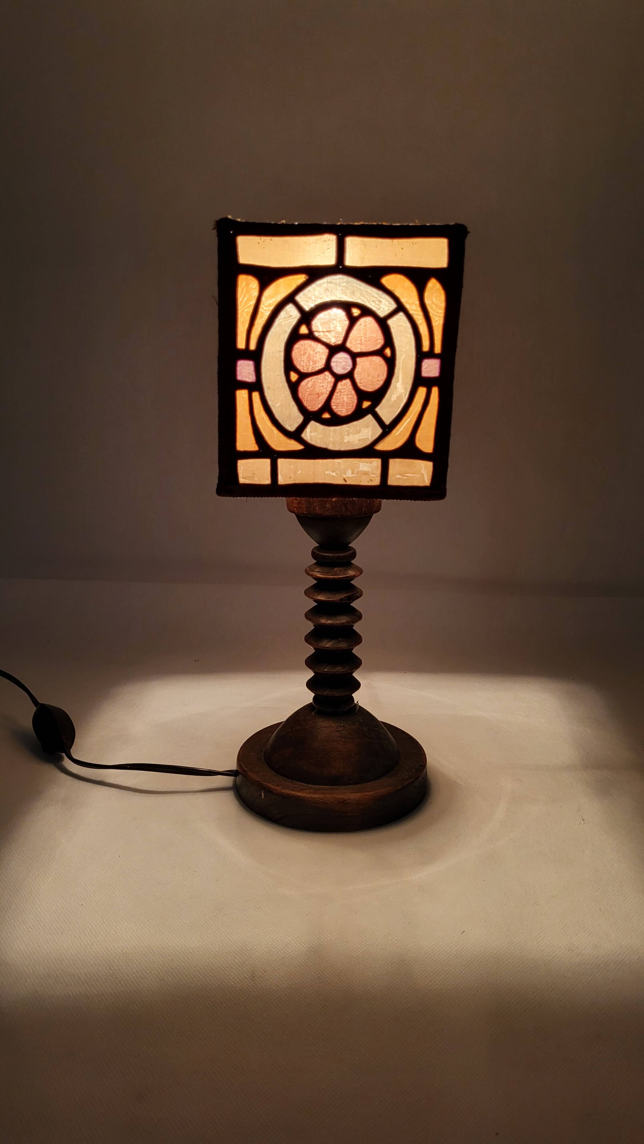 Art Nouveau wooden lamp
