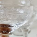 Set of 8 champagne glasses in chiseled blown glass