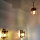 Pair of brutalist wall lamps and hanging lamps