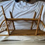 Table basse rotin avec porte revues vintage 60’s