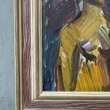 Mid-Century Modern Swedish "Painterly Portrait" Vintage Portrait Oil Painting, Framed
