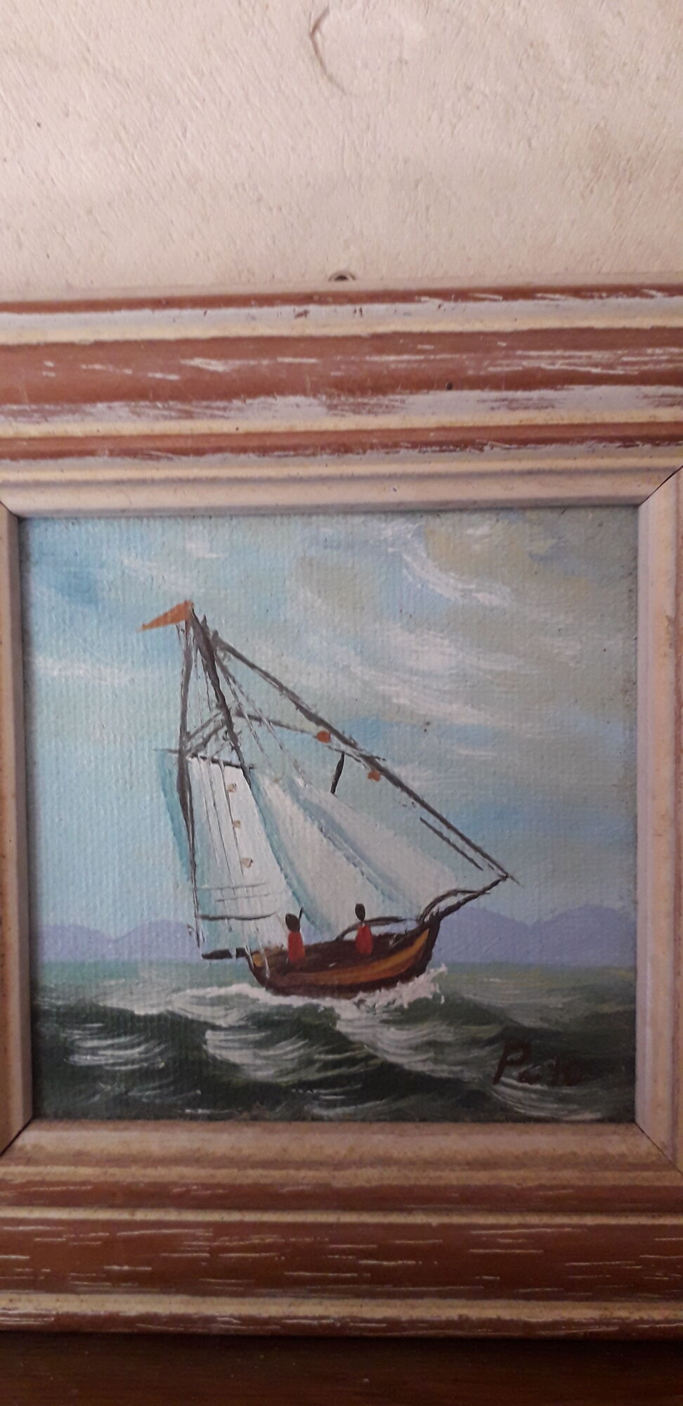 Signed painting: oil painting depicting a sailboat