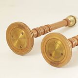 Pair of small vintage turned wood lamp bases Circa 1970