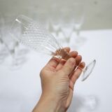 Series of 10 vintage crystal champagne flutes