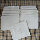 11 antique linen napkins