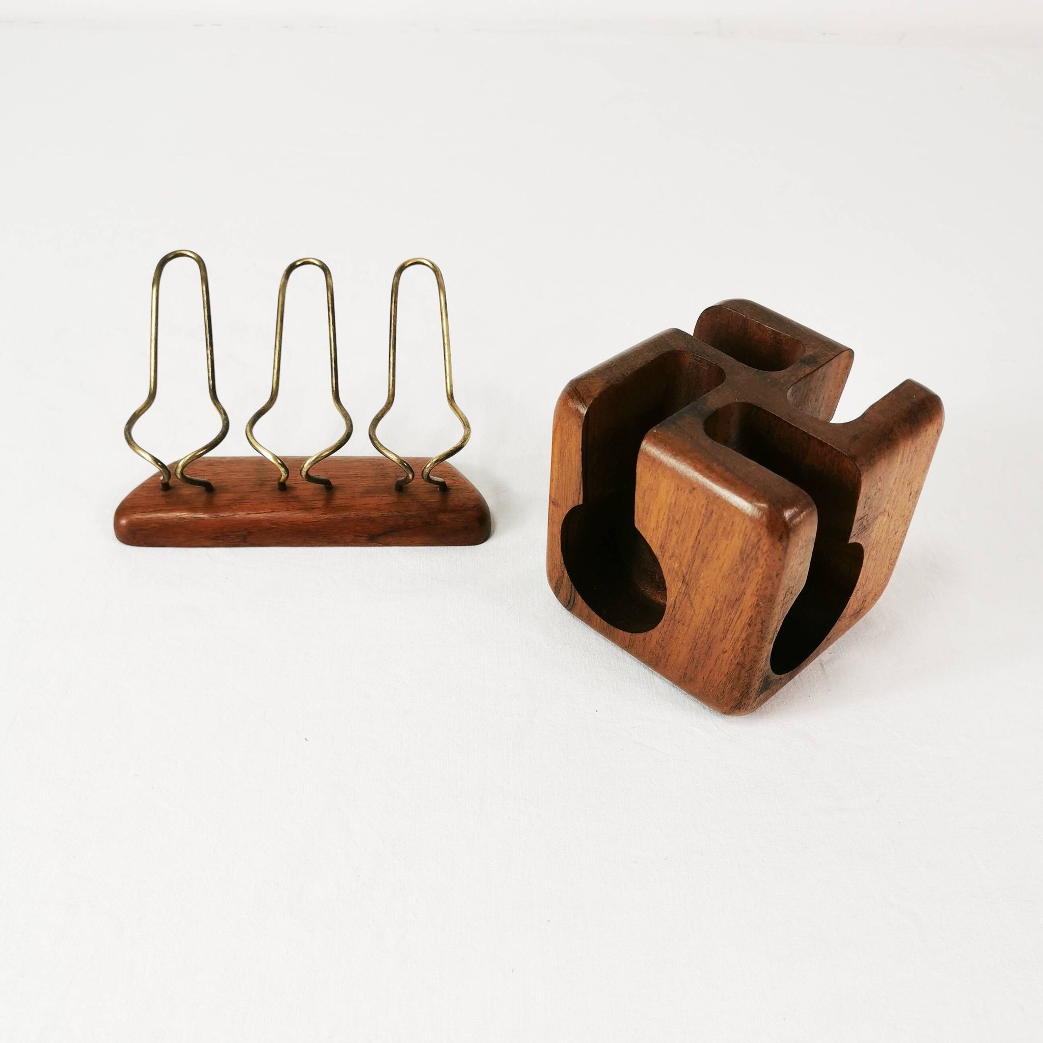 Mid century teak pipe stands, Sweden, 1960s.