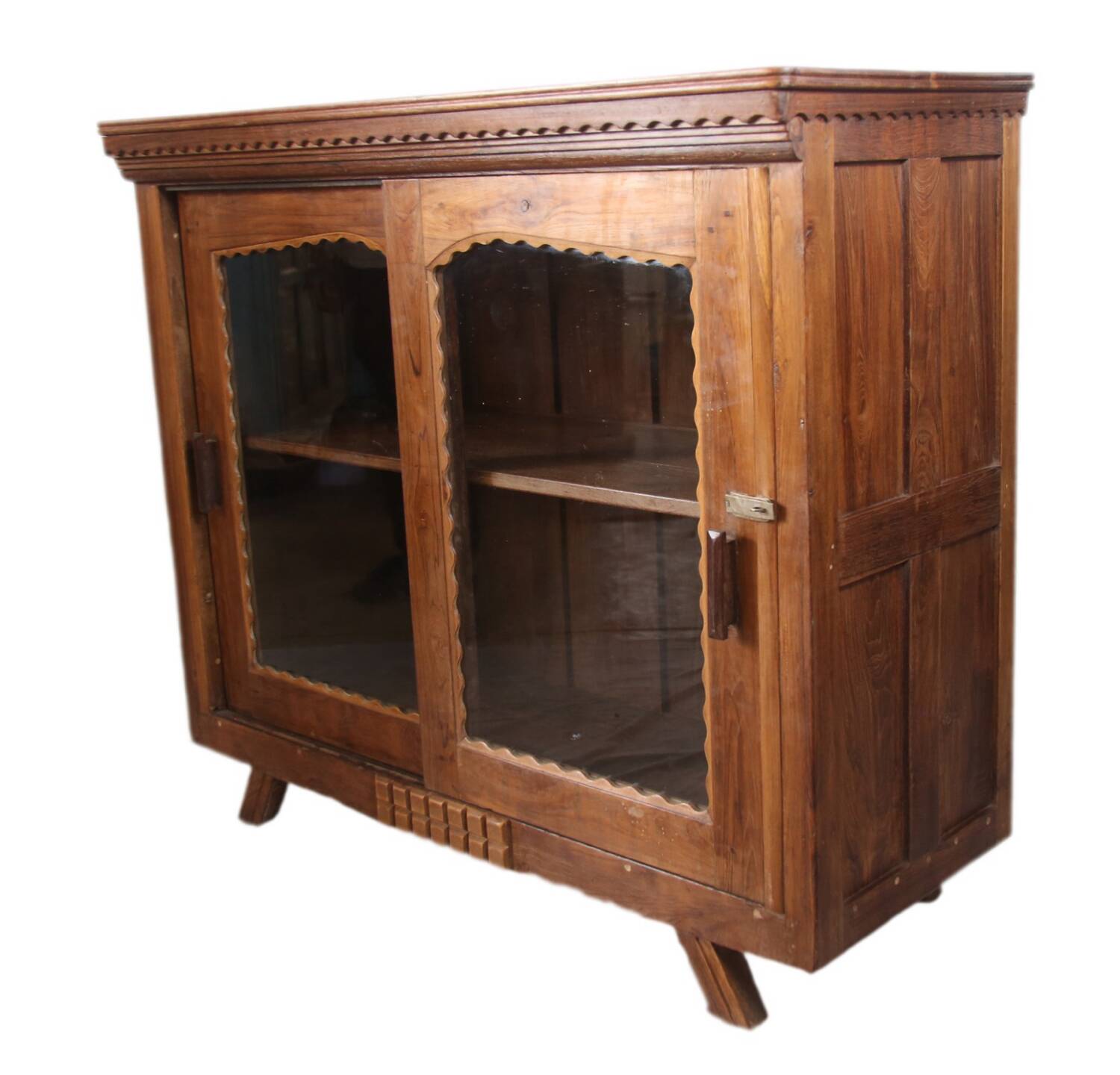 Antique glass-fronted buffet in Burmese teak