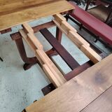 Art Deco extendable table in solid wood and brass.
