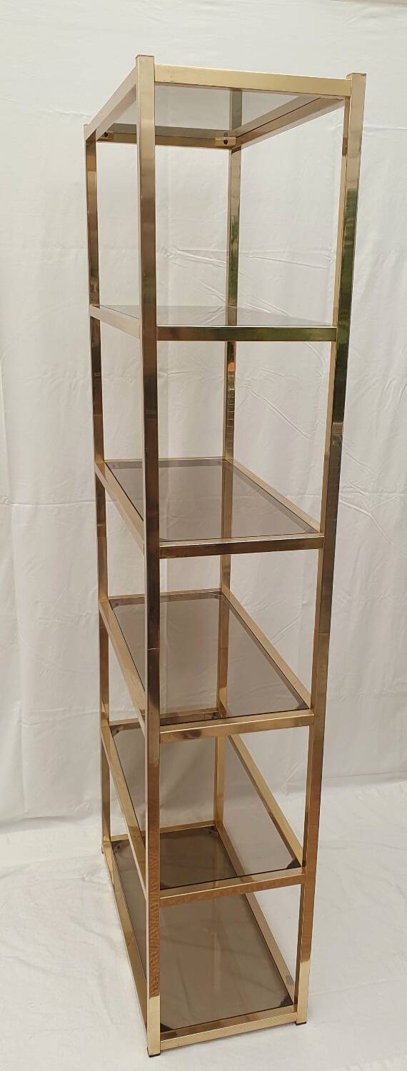 Gold and smoked glass shelf 1970