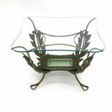 Rectangular Brass and Varnished Metal Coffee Table by Pierluigi Colli, Ital