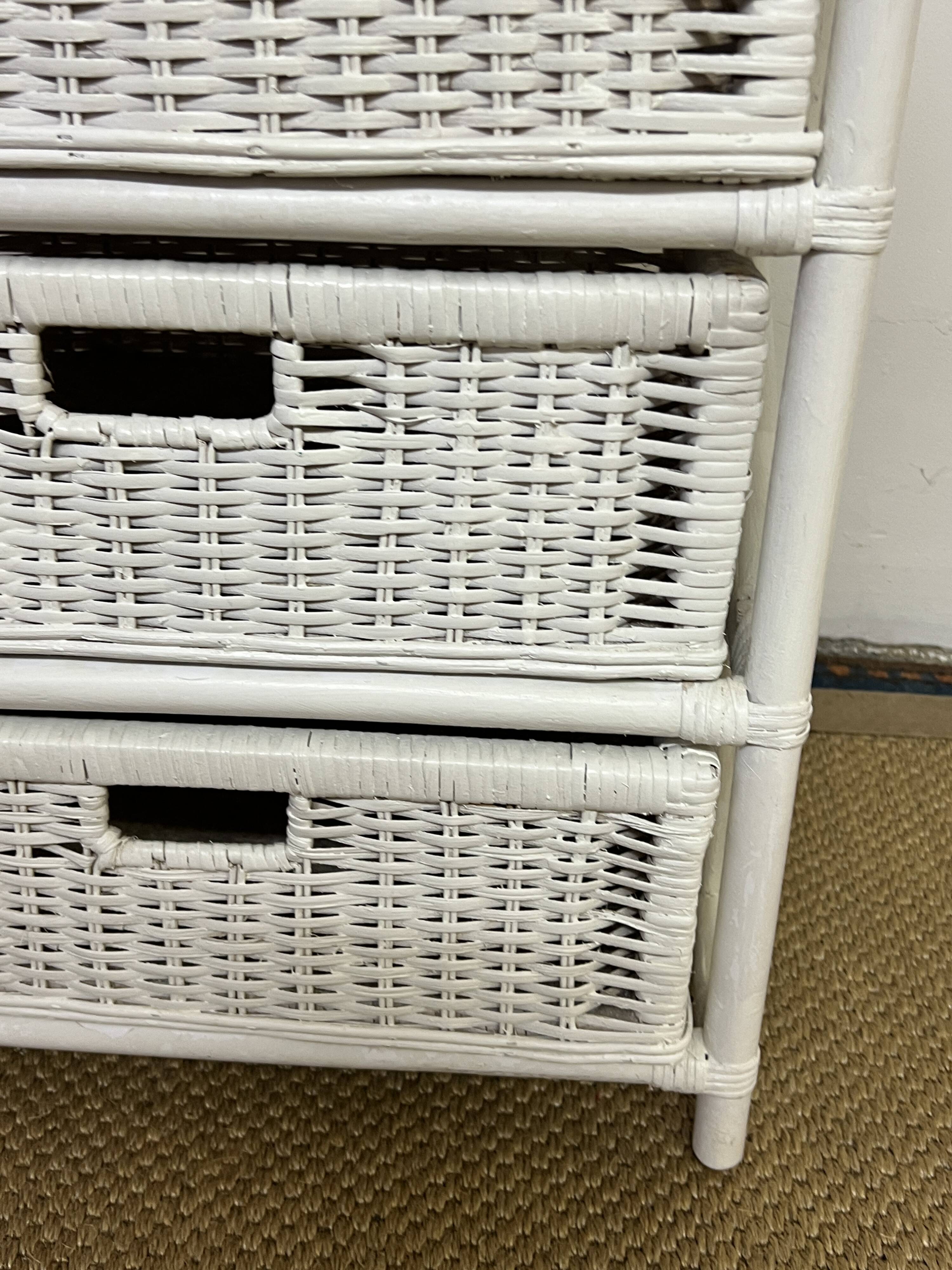 Vintage rattan storage unit, 3 drawers