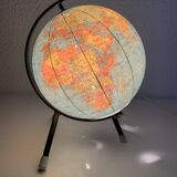 Vintage 1972 glass terrestrial globe Taride tripod - 22 cm