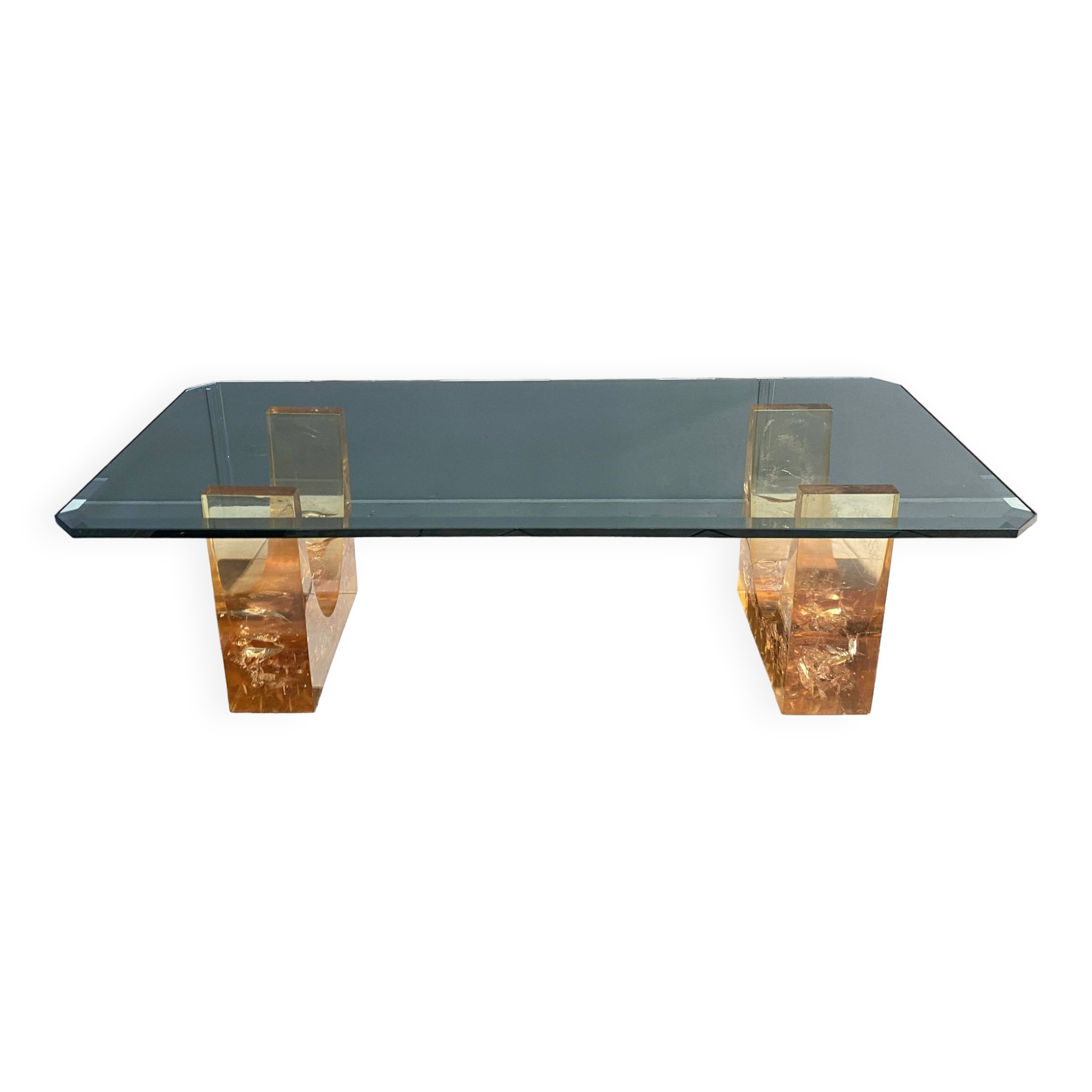 Glass coffee table in the style of marie-claude de fouguieres 1970s