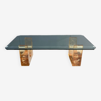 Glass coffee table in the style of marie-claude de fouguieres 1970s