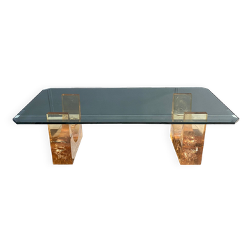 Table basse en verre dans le goût de Marie-Claude de Fouguières 1970