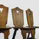 Vintage brutalist oak handmade farmhouse dining chairs, 1930s