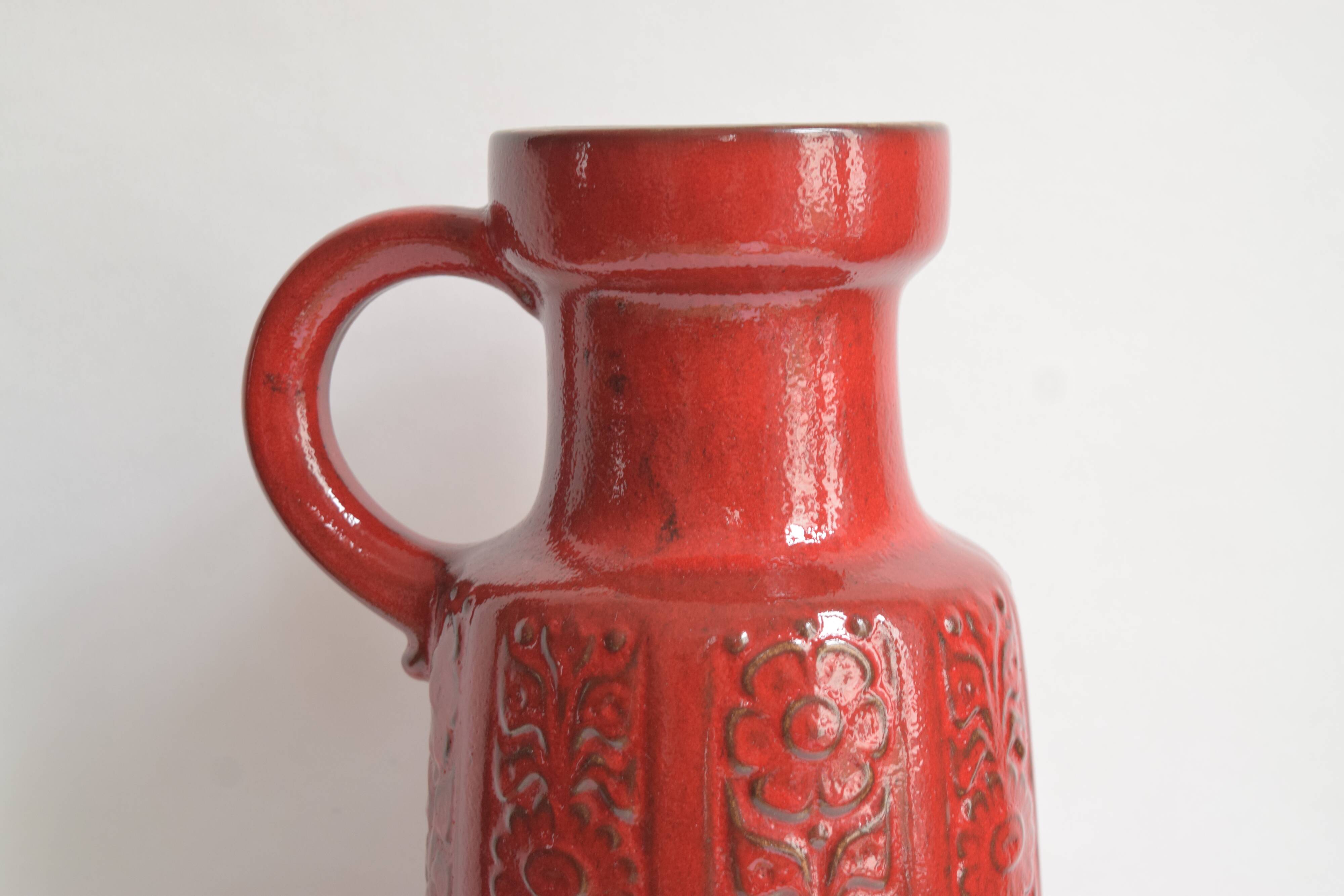 Red vase Scheurich Keramik - West Germany 480 46 - Nizza decor.