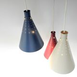 Rare set of 3 conical pendant lamps by Alf Svensson for Bergboms, Sweden 1950's, 2 available
