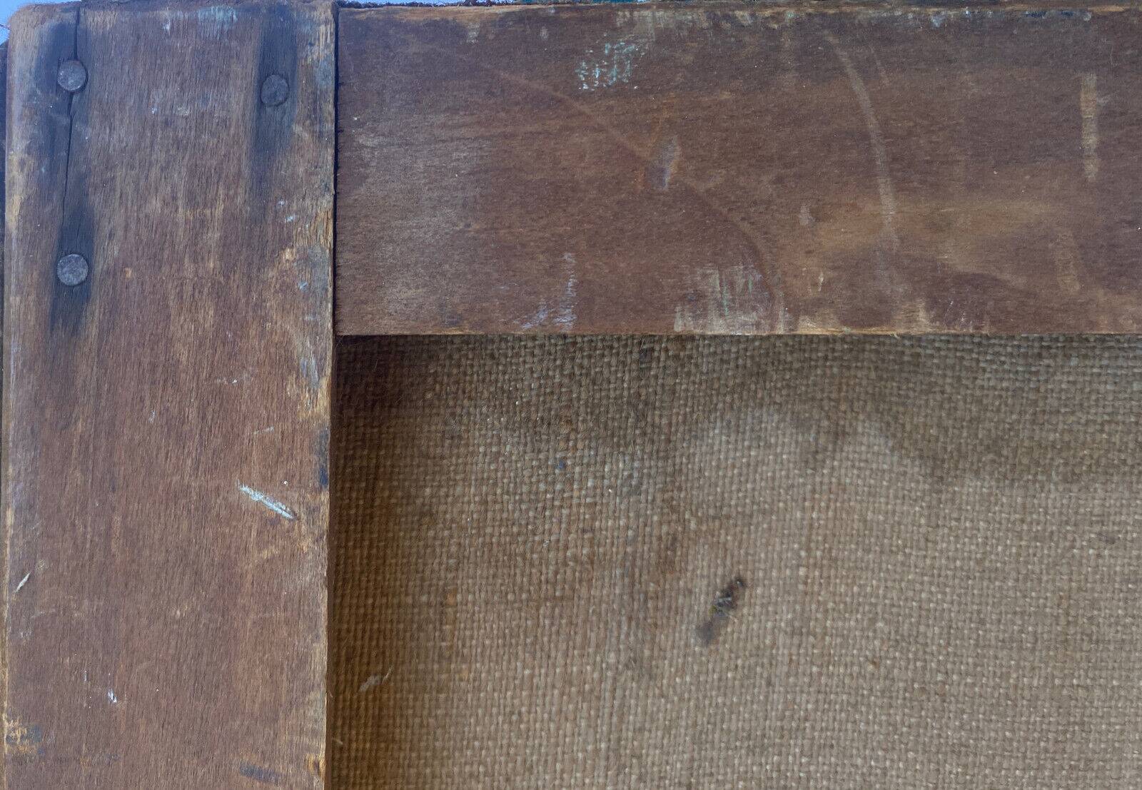 HST painting "Country part with bell tower" signed 19th century