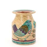 Carmo Saude ceramic vase with bird and flower decoration, 1970s