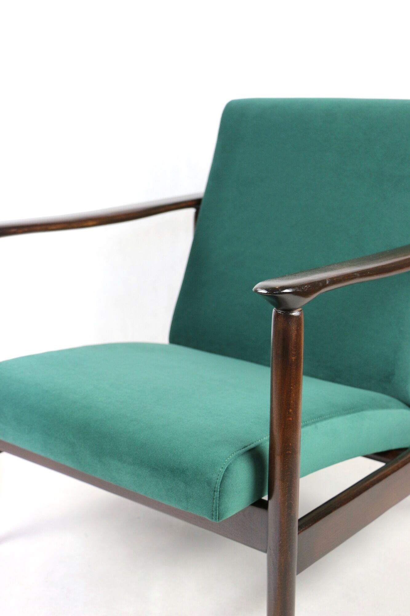 Green velvet GFM-142 Armchair by Edmund Homa, 1970s
