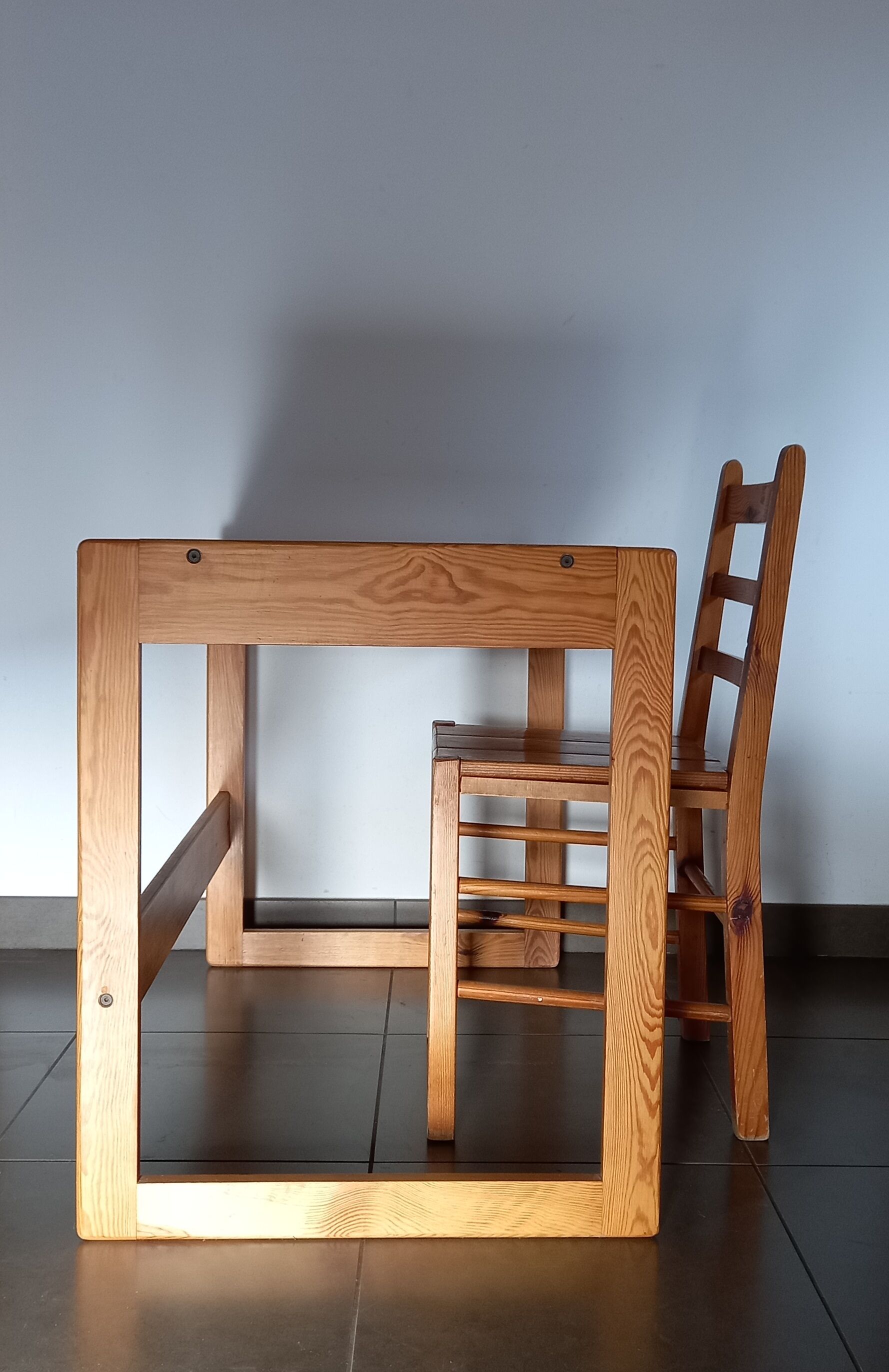 Desk and pine chair