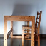 Desk and pine chair