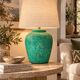 Grande lampe de table en céramique turquoise avec finition craquelée