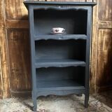 Antique mini oak bookcase – small 19th-century library with slate patina, a lovely rarity.