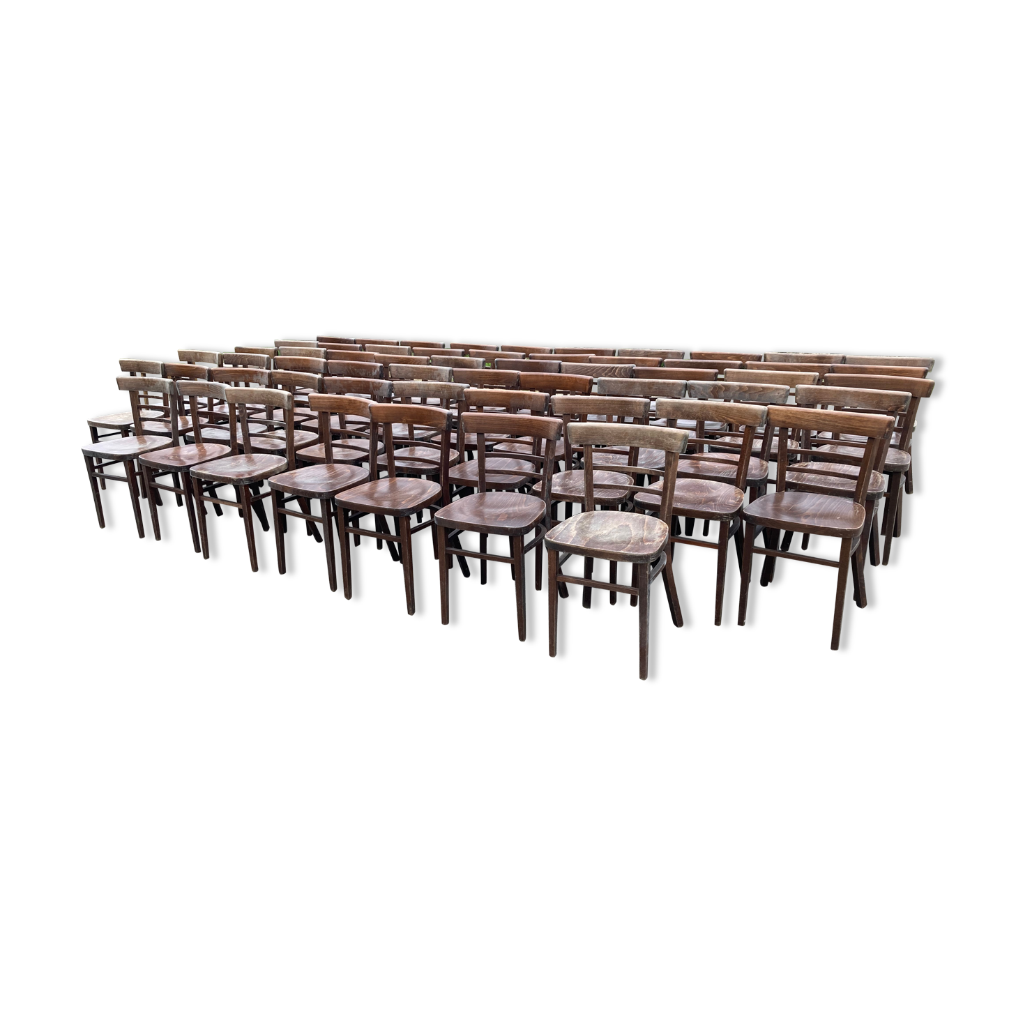 Set of 40 old beech bistro chairs